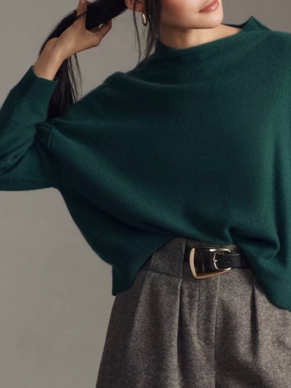 The Alani Cashmere Mock-Neck Sweater by Pilcro Green